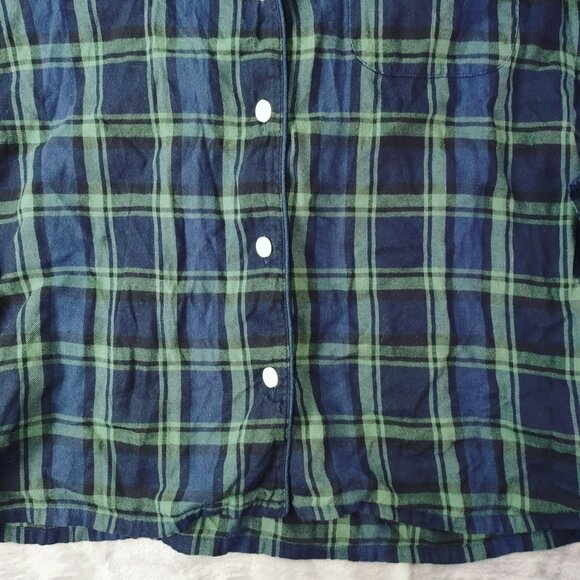 J. Crew Mens Flannel Long-Sleeve‎ Pajama Top in Black Watch Tartan Large Navy pJ - Picture 8 of 10